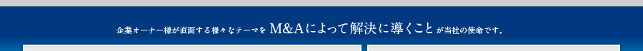 企業オーナーが直面する様々なテーマにM&Aによる課題解決の提案と、機会の橋渡しが使命と考えています。